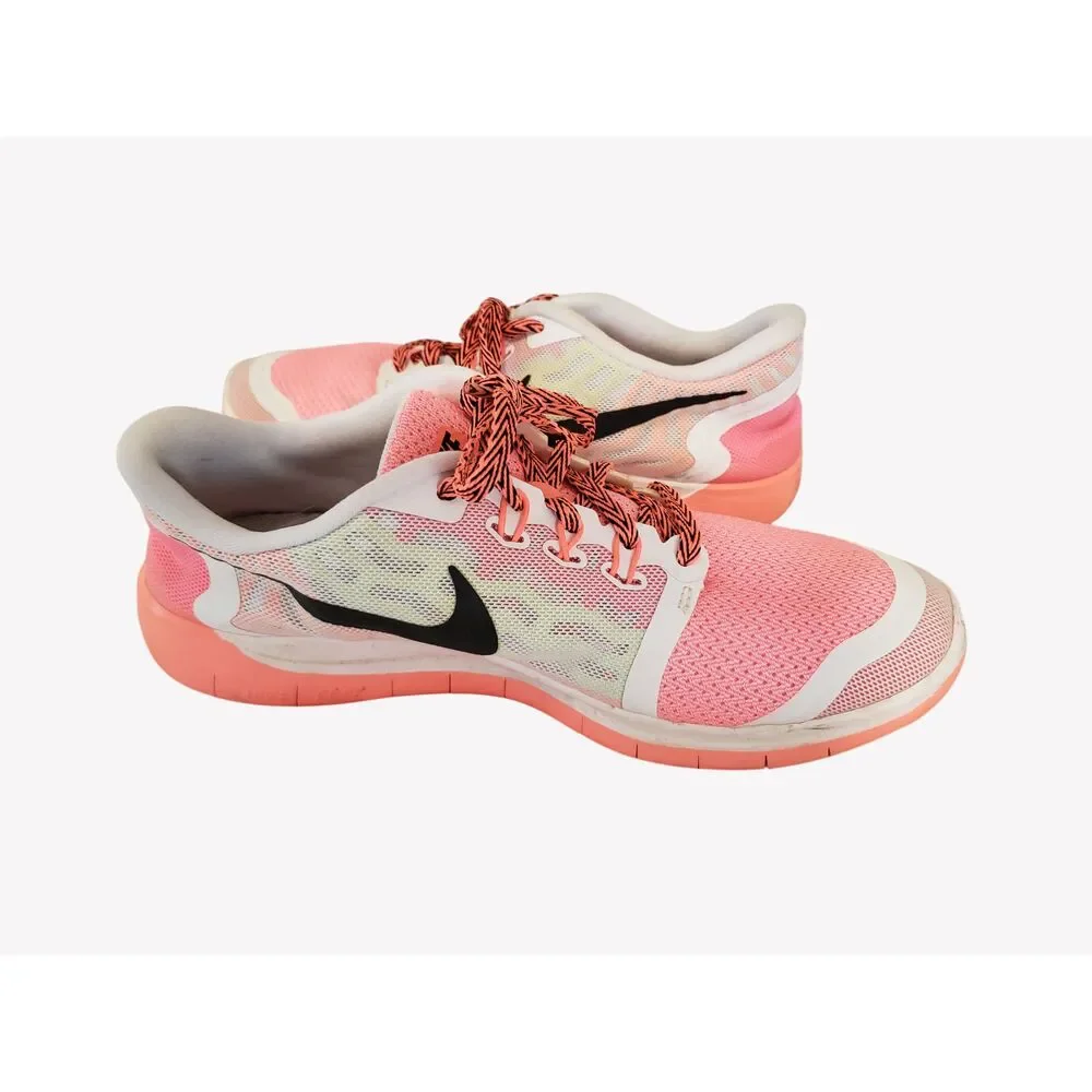 Y2K Aesthetic Nike Free 5.0 White Pink Running Shoes Youth 6.5Y / Women's 8 NICE